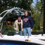 The Waxenbaum boys with their new 211 Team Edition. This bad boy is fully loaded with stadium style tower lights, watermelon sized tower speakers, custom trailer. The perfect ride for the family who loves to barefoot, slalom, wakeboard, wake kite, wake surf, tube and just hang out.