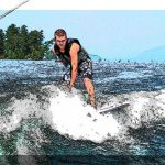 Brian Jones getting a little wakesurf action